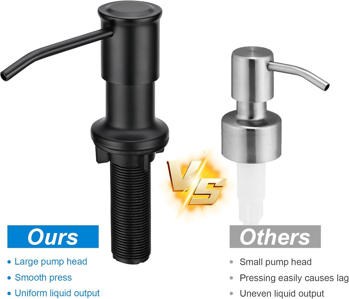 Soap Dispenser for Kitchen Sink, Upgrade Built in Sink Soap Dispenser, Countertop Sink Soap Dispenser Pump with 47" Extension Tube kit, No Need More Refills (Black)