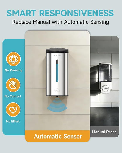 AIKE Classic Automatic Soap Dispenser,25 oz Liquid Wall Mount,Polished Stainless Steel Finish Model AK1205E