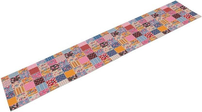 Patchwork Floral Table Runner, Patch Boho Flowers Country Wildflowers Rustic Splicing Design Pattern Table Runner for Farmhouse Kitchen Dining Home Party 13x36in