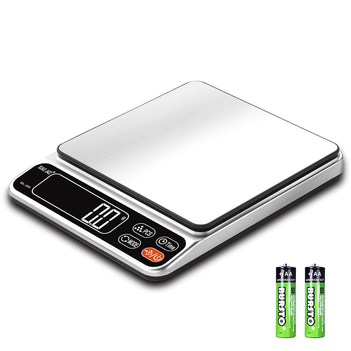 Food Scale,5kg/11lb Digital Kitchen Baking Scale Grams and Ounces for Cooking Coffee Meal prep Packages Weight Loss,0.1g high Precision,7Units with Timer, Easy Clean Stainless Steel