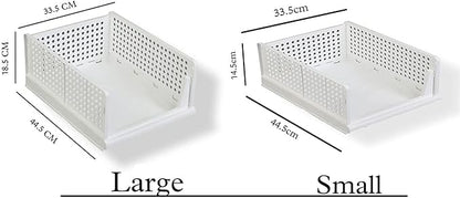 Stackable Wardrobe Organizer for Clothes - Multipurpose Foldable Plastic Closet Storage Organizer for Kitchen, Bedroom & Bathroom (Pack of 4, Grey)