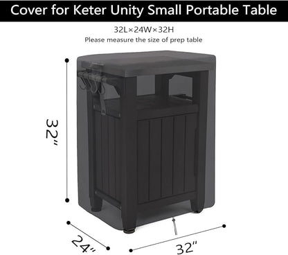 Prep Table Covers for Keter Unity Outdoor Kitchen Portable Bar Cart,Waterproof Patio BBQ Grill Cart Cover,Outdoor Pizza Oven Table Stand Cover - 32 x 24 x 32 Inch