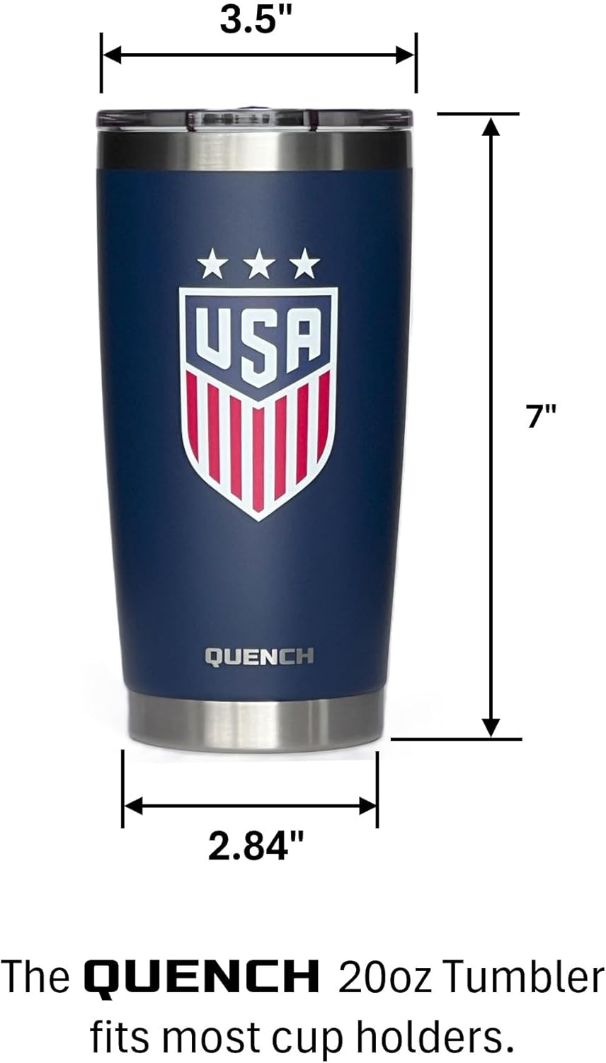 Quench Stainless Steel Tumbler 20oz, Double Wall Vacuum Insulated Powder Coated, USA, Indigo Blue, with MagnaLock Lid