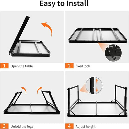 3.3FT x 2FT Folding Camping Table with Aluminum Alloy Legs, Adjustable Height Portable Outdoor Picnic Table for Camping, Travel, Parties, Kids Crafts, and Market Vendor Use