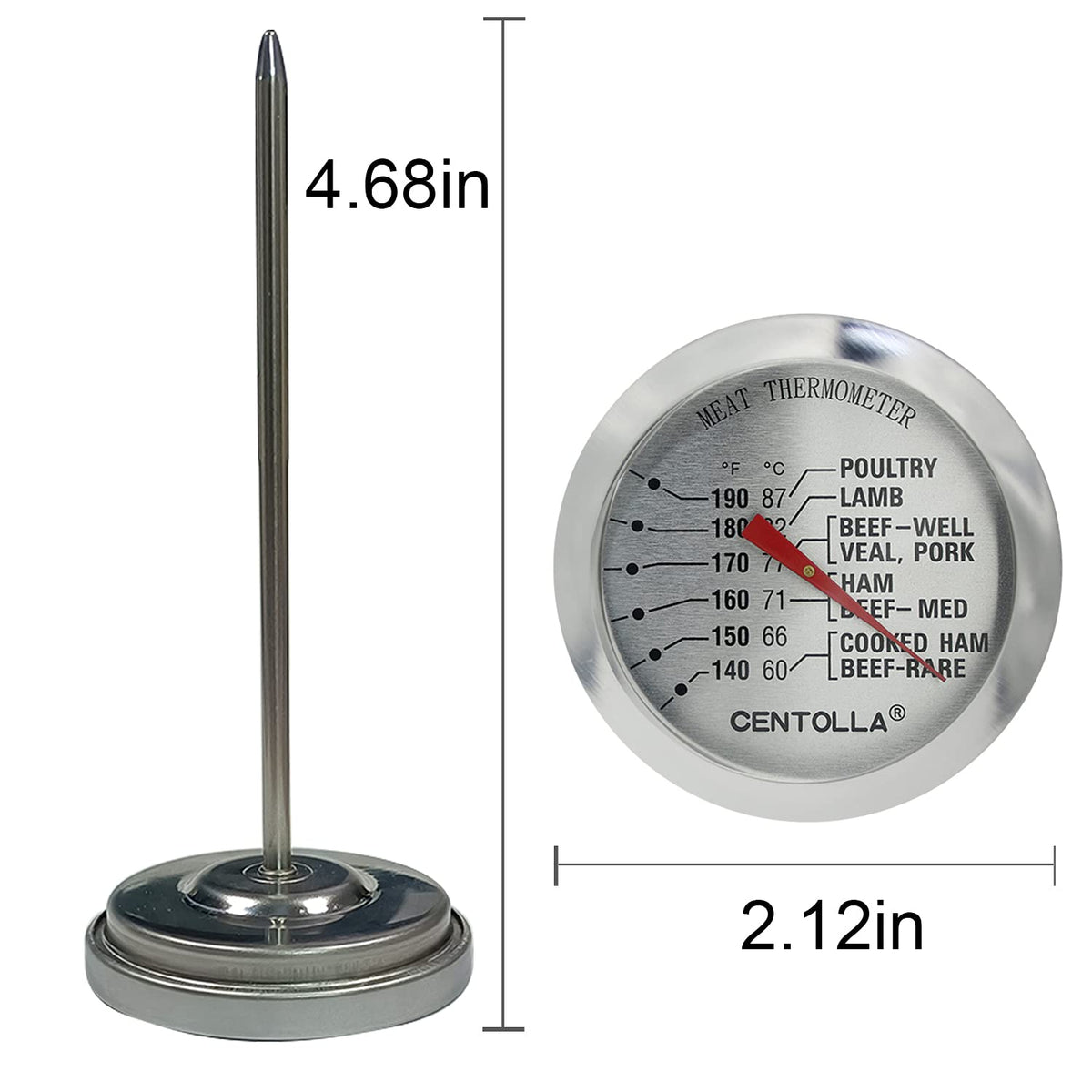 Meat Thermometer Oven Safe, 2 Pieces Dishwasher Safe Meat Thermometers for Cooking and Grilling