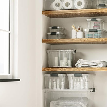 Superio Clear Storage Box with Lid, 4.5 Quart Plastic Container Bins for Organizing, Stackable Crates, BPA Free, Non Toxic, Odor Free, Organizers for Home, Office, School, and Dorm, 10 Pack