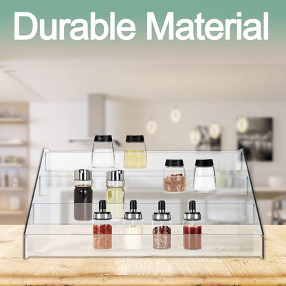 WUIVIUT Spice Rack Organizer For Cabinet, 1 4/5 in/Tier Acrylic Tiered Spice Shelf Can Storage Organizer for Kitchen Pantry Countertop