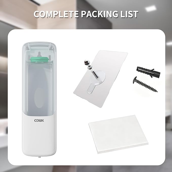 Wall-Mounted Shampoo Conditioner Dispenser, 300ml No Drill Refillable Shower Soap Dispenser, Waterproof Leak-Proof Wall Soap Holder, Modern Toiletries Organizer for Bathroom, Kitchen, Hotel, White