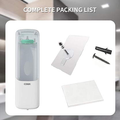 Wall-Mounted Shampoo Conditioner Dispenser, 300ml No Drill Refillable Shower Soap Dispenser, Waterproof Leak-Proof Wall Soap Holder, Modern Toiletries Organizer for Bathroom, Kitchen, Hotel, White