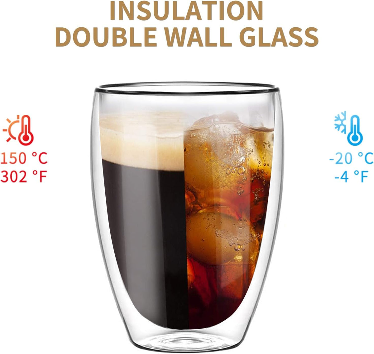 6.8OZ Double Wall Espresso Cups Set of 4, Clear Expresso Shots Cup, Double Wall Insulated Espresso Mugs, Tazas de Cafe Expreso