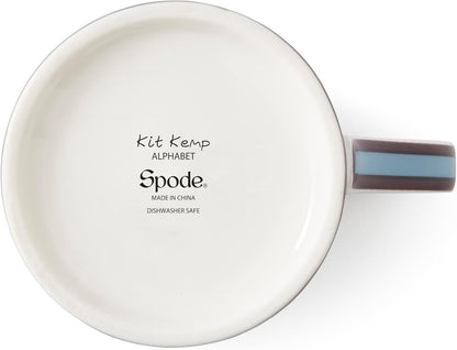 Spode Kit Kemp 12oz Mug, F Initial - Fine China Coffee Cup with Floral Alphabet Design, Custom Letter Mug for Unique Gift Giving