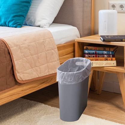 Small Trash Can Plastic Bathroom Wastebasket 3.2 Gallon Slim Garbage Container Bin with Handle for Home Kitchen Bathroom Bedroom Office, 2 Pack (Grey)