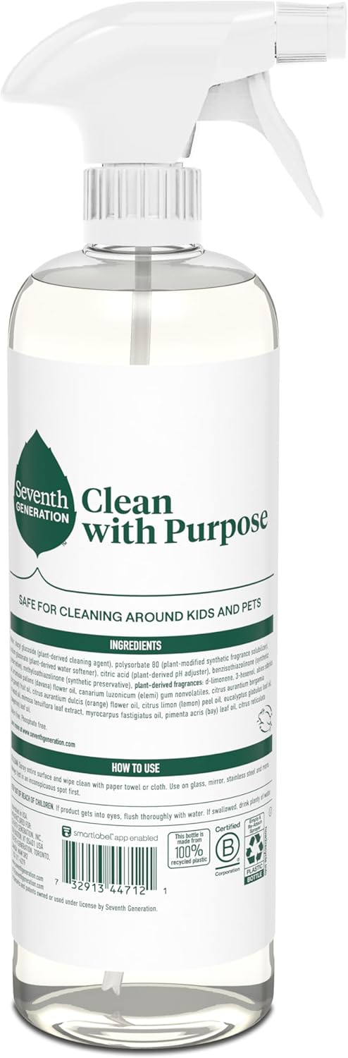 Seventh Generation Glass Cleaner, Biodegradable Formula, Sparkling Seaside Scent, 23 oz (Pack of 4)