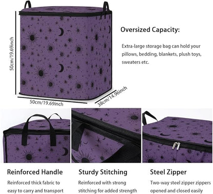 2pcs closet organizers and storage under bed,clothing blanket sweater sheet bedding comforter duvet quilt pillow toy storage bags with lids,dorm room essentials for containers 95L