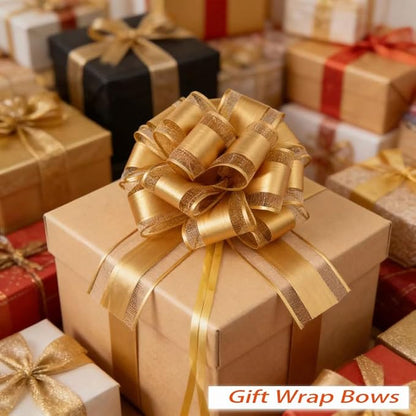 Gold Bows for Gift Wrapping, 6PCS Gift Bows for Wedding, Christmas, Birthday Decor, Gift Basket & Party Decorations, 6 Inches (Light Gold)