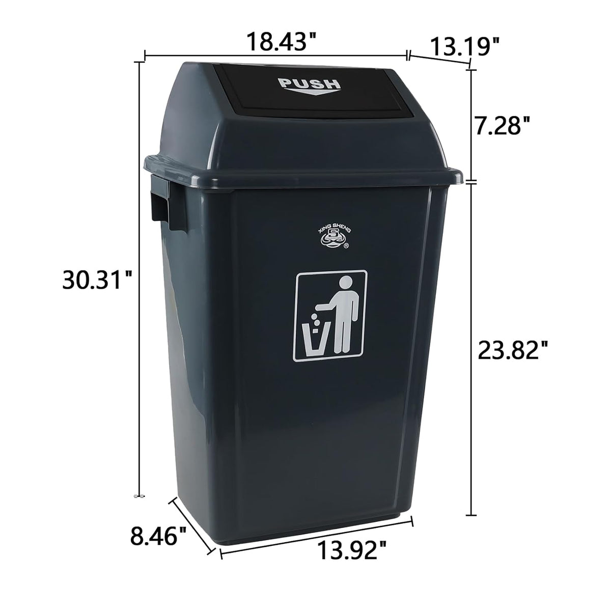 4 Pack 18 Gal Plastic Garage Can with Swing Lid, Heavy-Duty Recycle Bin, Trash Can/Waste Container for Backyard/Garage/Outdoor