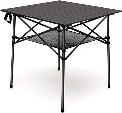 SUNNYFEEL Aluminum Folding Table for Camping, Lightweight Roll Up Top, Portable Camp Tables with Carry Bag for Outdoor Picnic (Square, Brown)