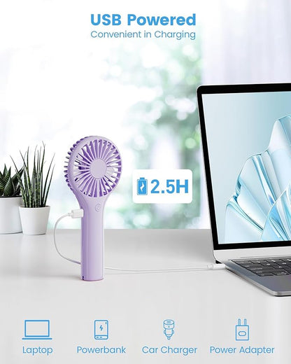 Edvision Portable Mini Fan - Powerful Personal Handheld Fan with 3 Speeds, Cute and Small, USB Rechargeable for Travel/Lash/Makeup/Outdoor/Home,Purple