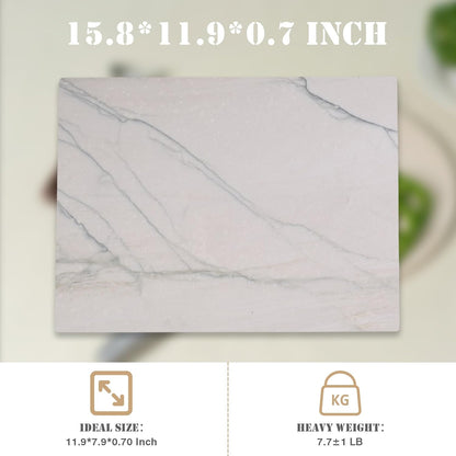 Koville Marble Pastry Board Cutting Boards for Kitchen Counter, 16" x 12" Natural White Marble Cutting Board Cheese Board, Stone Charcuterie Slab