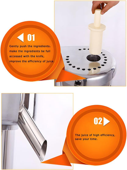 110V 750W Electric Stainless Steel Vegetable & Fruit Juice Maker Squeezer Centrifugal Juicer Machine Commercial Juice Press Machine 5-10 kg/min Juice Amount