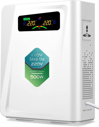 Voltage Converter 110 to 220 Step Up Transformer 500W, No Noise, Ten Protection Functions, CE & CQC Certified ，Using 220V Asia Euro Appliance in US