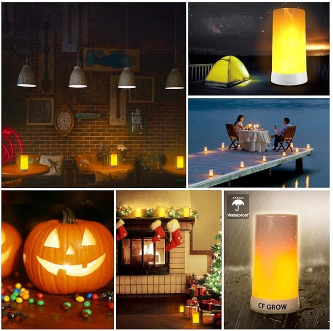LED Flame Light, Flame lamp Candles Fire Lanterns Outdoor Hanging Lamps,USB Rechargeable Waterproof Dimmable 4 Modes Lantern,Outdoor Flickering Light Bulb with Gravity Sensing Effect&Magnetic Base