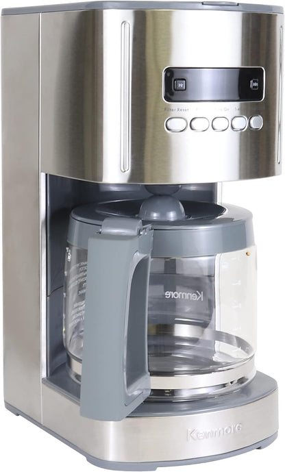 Kenmore Drip Coffee Maker - 12 Cup Programmable Cafe Machine With Glass Pot, Regular & Bold Brew, Auto Shut Off Large Water Reservoir