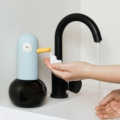Automatic Foaming Soap Dispenser, Duck Head Soap Dispenser 2-Speed Adjustable Touchless Cute Foaming Hand Soap Dispenser for Bathroom Kitchen, USB Rechargeable, 13.5oz (Blue)