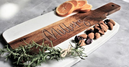 Personalized Marble and Wood Cutting Board Custom Cutting Board Charcuterie Board Christmas Anniversary Wedding Gift Bridal Shower Gift Engagement
