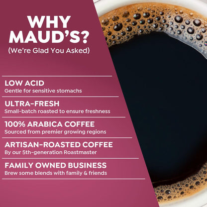Maud's Original Coffee Pods Variety Pack, 80 ct, 9 Assorted Roasts, Dark & Medium Roast Coffee in Recyclable Single Serve Pods – 100% Arabica Coffee