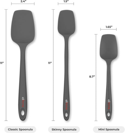 Elihome Classic Silicone Spoonula - Non-Stick Heat Resistant Silicone Scraper Spatula for Mixing, Serving, Scraping, Stirring, and More - 11 Inch