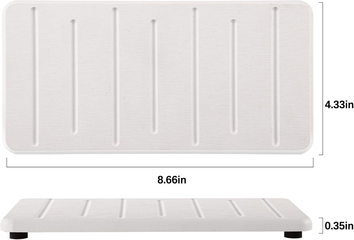 2PCS Water Absorbing Stone Tray for Cosmetics & Hand Soap & Houseplants, 8.66" * 4.33"Ultra-Absorbent Diatomite Coaster | Fast-Drying Bathroom & Kitchen Organizer