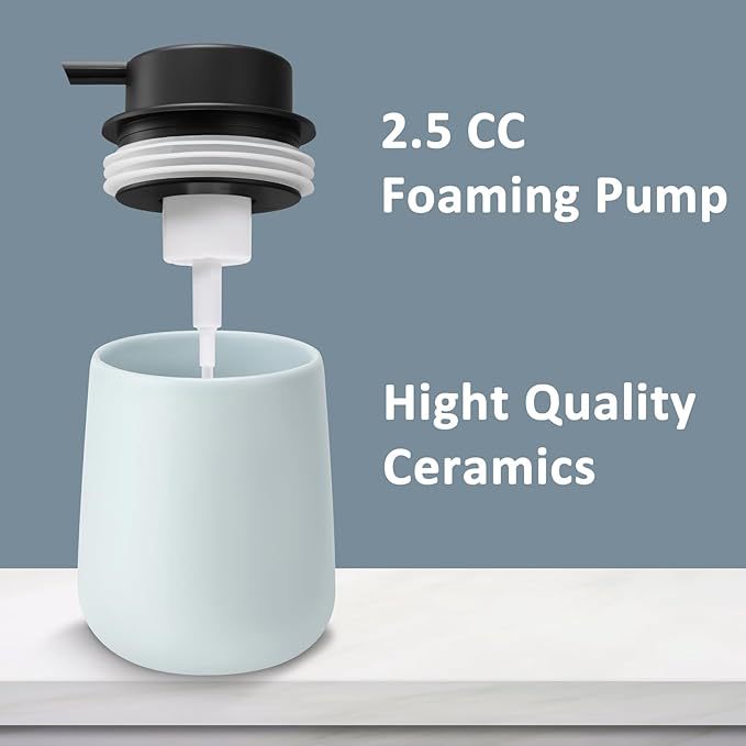 Soap Foaming Dispenser Ceramic with Easy-to-Press Pump Hand Foam Dispenser for Shampoo Bathroom Kitchen 12 oz