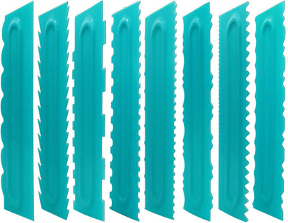 Cake Scraper set of 8 Pack Cake Edge Tools Decorating Icing Smoother Comb,Plastic Sawtooth Decorating Mousse Butter Cream Polisher-16 Design
