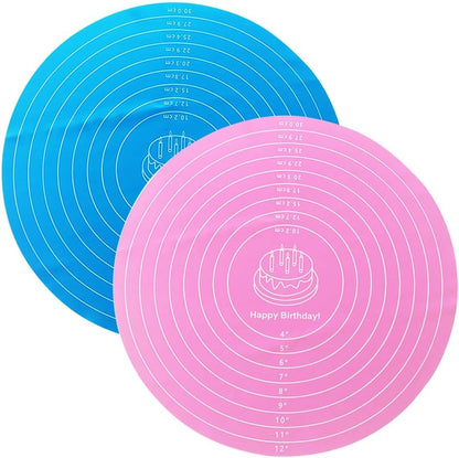 1 Pcs Pink Round Baking Mat, Cake Turntable Mat, Cake Mat Round Silicone Baking Mat, 12 In Cakes Pastry Mat for Cake Turntable Stan