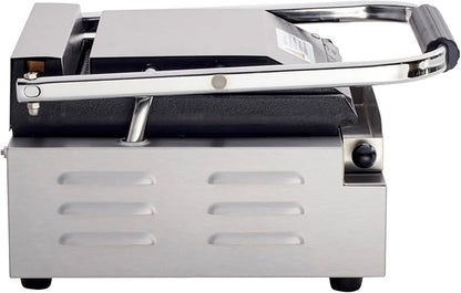 Kratos Commercial Electric Panini Sandwich Grill with Grooved Plates, 9" x 9" Cooking Surface, Commercial Countertop Panini Press, 120V, 1750W (29Y-017)
