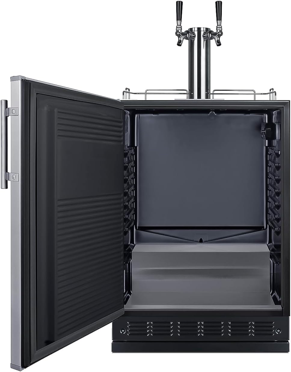 Summit Appliance 24" Wide Cold Brew Coffee Kegerator/Refrigerator Combo, Black Interior, Caster Wheels, Residential/Commercial Use (LHD