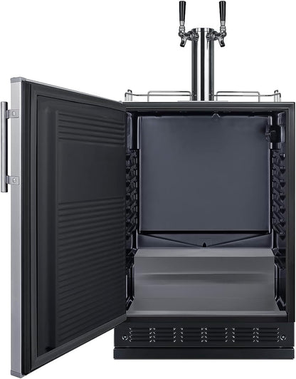 Summit Appliance 24" Wide Cold Brew Coffee Kegerator/Refrigerator Combo, Black Interior, Caster Wheels, Residential/Commercial Use (LHD