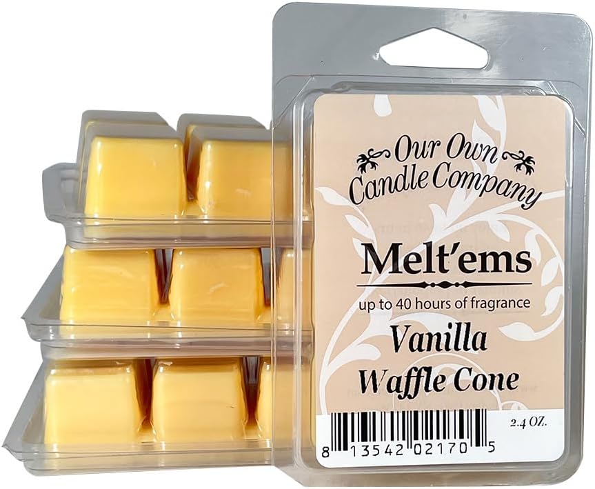 Our Own Candle Company Premium Wax Melt, Vanilla Waffle Cone Scent, 6 Cubes, 2.4 oz (4 Pack)