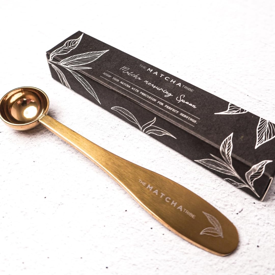 Golden Stainless Steel 1 gram Matcha Measuring Spoon (1/2 teaspoon). Scoop your Matcha with Precision for Perfect Servings while upgrading your