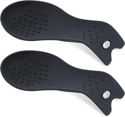 MSY BIGSUNNY Silicone Spoon Rest for Stove Top, Heat Resistant Spoon Rest, Cooking Utensils Holder for Kitchen Counter - (Set of 2, Black)