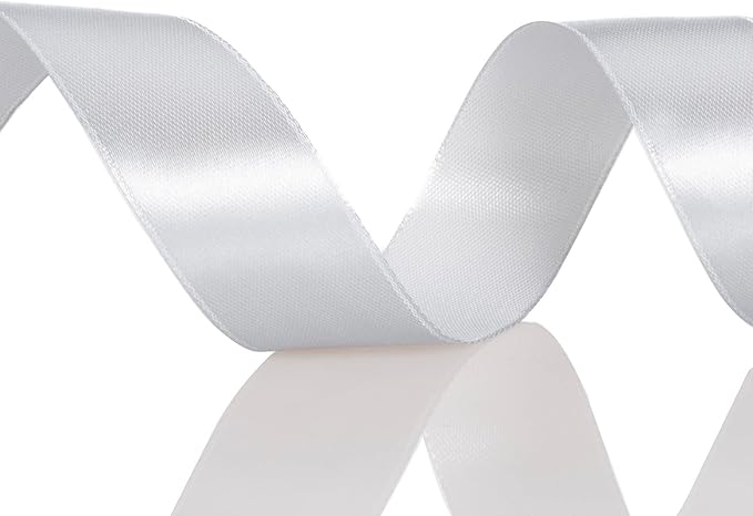 YASEO 1 Inch Silver Solid Satin Ribbon, 50 Yards Craft Fabric Ribbon for Gift Wrapping Floral Bouquets Wedding Party Decoration