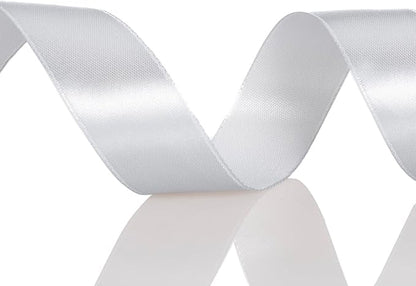 YASEO 1 Inch Silver Solid Satin Ribbon, 50 Yards Craft Fabric Ribbon for Gift Wrapping Floral Bouquets Wedding Party Decoration