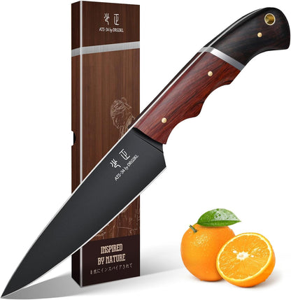 Kitchen Utility Knife From Japan - Small Chef Knife 5 Inch Forged from a Single Piece of High Carbon ATS-34 Steel