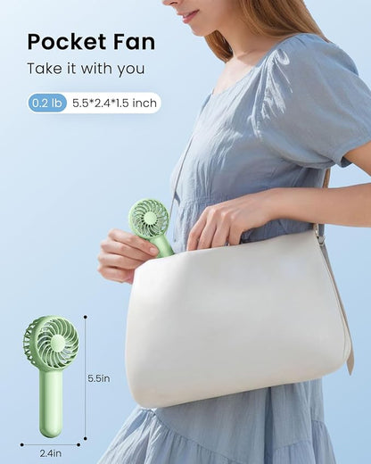 Gaiatop Mini Portable Handheld Fan, 3 Speed Powerful Battery Operated, Small USB Rechargeable Personal Fan for Makeup Eyelash, Camping Beach Airplane Travel Essentials for Women Girls