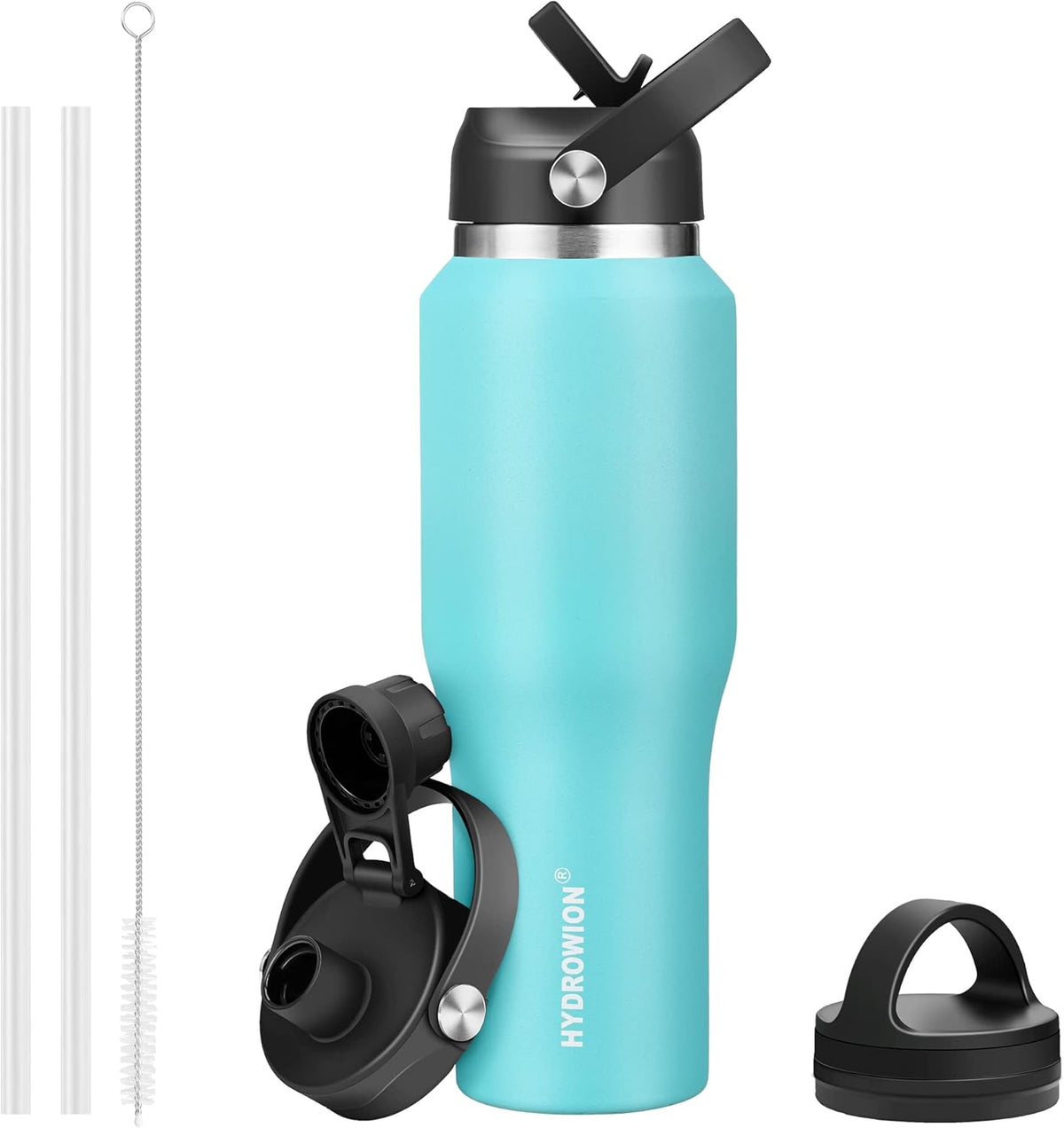 Hydrowion 32oz Stainless Steel Water Bottle(Cold for 48 Hrs, Hot for 24 Hrs), Double Wall Vacuum Insulated Water Bottle with Straw Lid