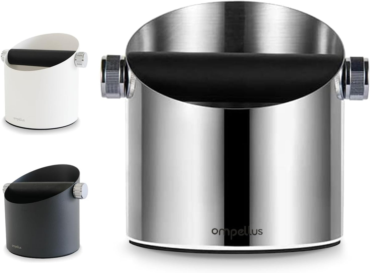 Espresso Knock Box, Large Capacity & Non-Slip Base Coffee Knock Box, Barista Tools, Espresso Machine Accessories (Silver)