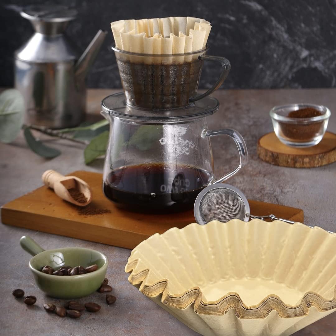Extra Large Coffee Filters 12, 13, 14, 15, 16 Cup Basket for Commercial, Domestic Coffee Maker Extra High Extra Wide, Anti ground, Flattened Diameter 9.75" (200)