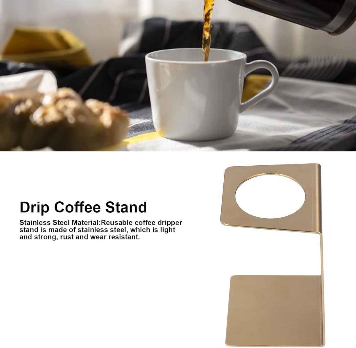 Pour over Coffee Dripper Stand, Filter Cup Holder, Samll Size Light Durable Stainless Steel Reusable Pour over Coffee Dripper Stand for Cone