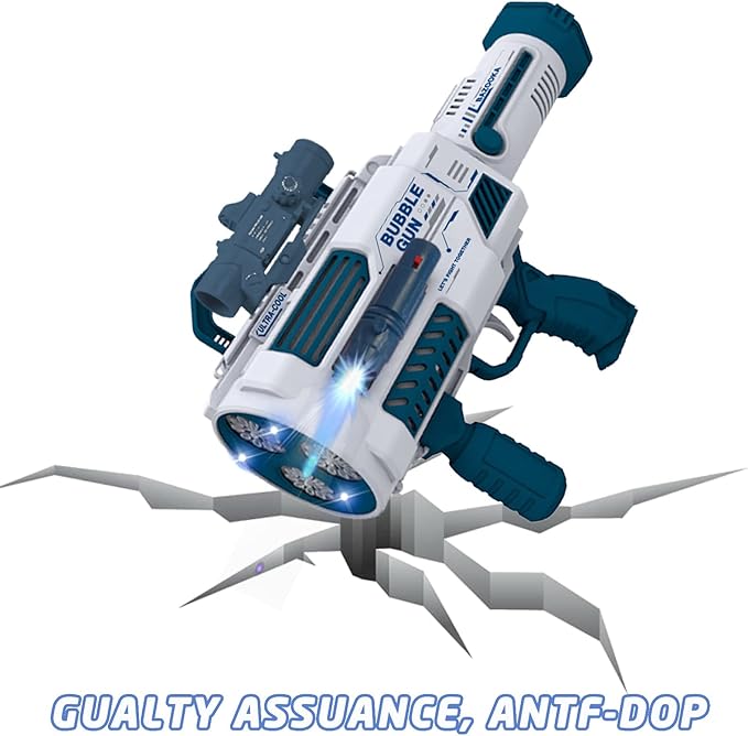 Automatic Gatling Bubble Gun with 2 Rechargeable Batteries, Produces Tens of Thousands Bubbles/Min, Includes Sight & Flashlight, ABS Drop-Tested, Bubble Machine Toy for Kids Adults Party Wedding
